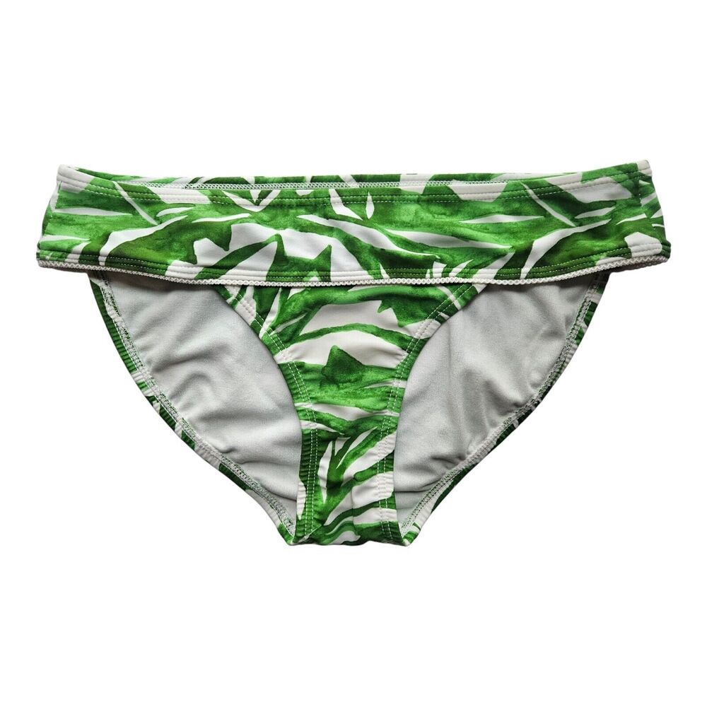 ATHLETA Women's Size XS Bikini Bottom Green White Tropical Rainforest Leaves